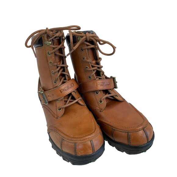 Ralph Lauren Polo Tan Waxy Leather Duck Boots Mens Size D